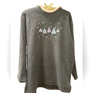 Vintage Christmas Sweater Embroidered Green